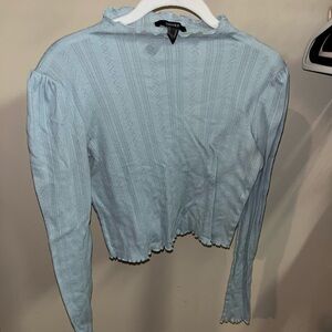 Forever 21 Light Blue Textured Hoodie